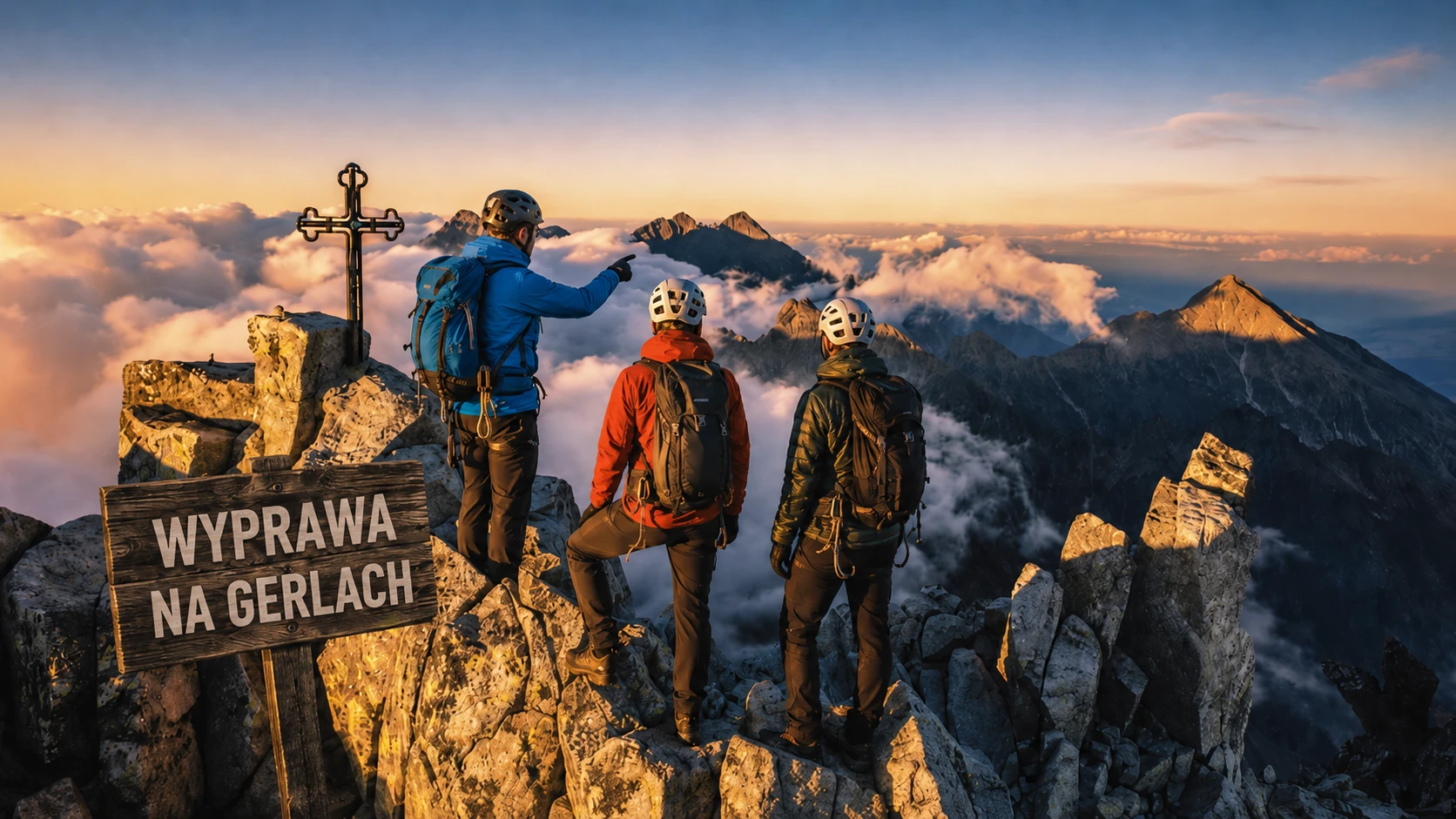 Wyprawa na Gerlach z przewodnikiem tatrzańskim, widok ze szczytu na Tatry Wysokie