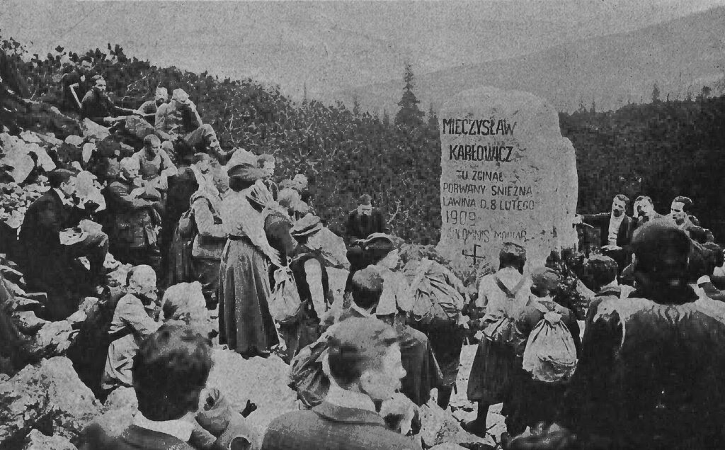 Głaz pamiątkowy Mieczysława Karłowicza pod Małym Kościelcem, 1909