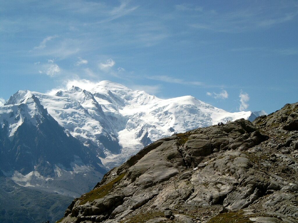 Mont Blanc i Dôme du Goûter od północy