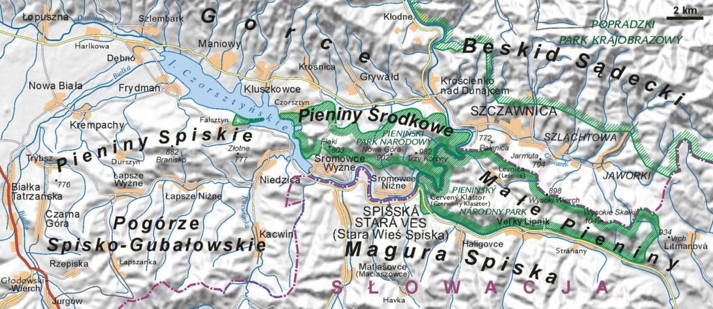 Mapa Pienin: Pieniny Spiskie, Właściwe i Małe