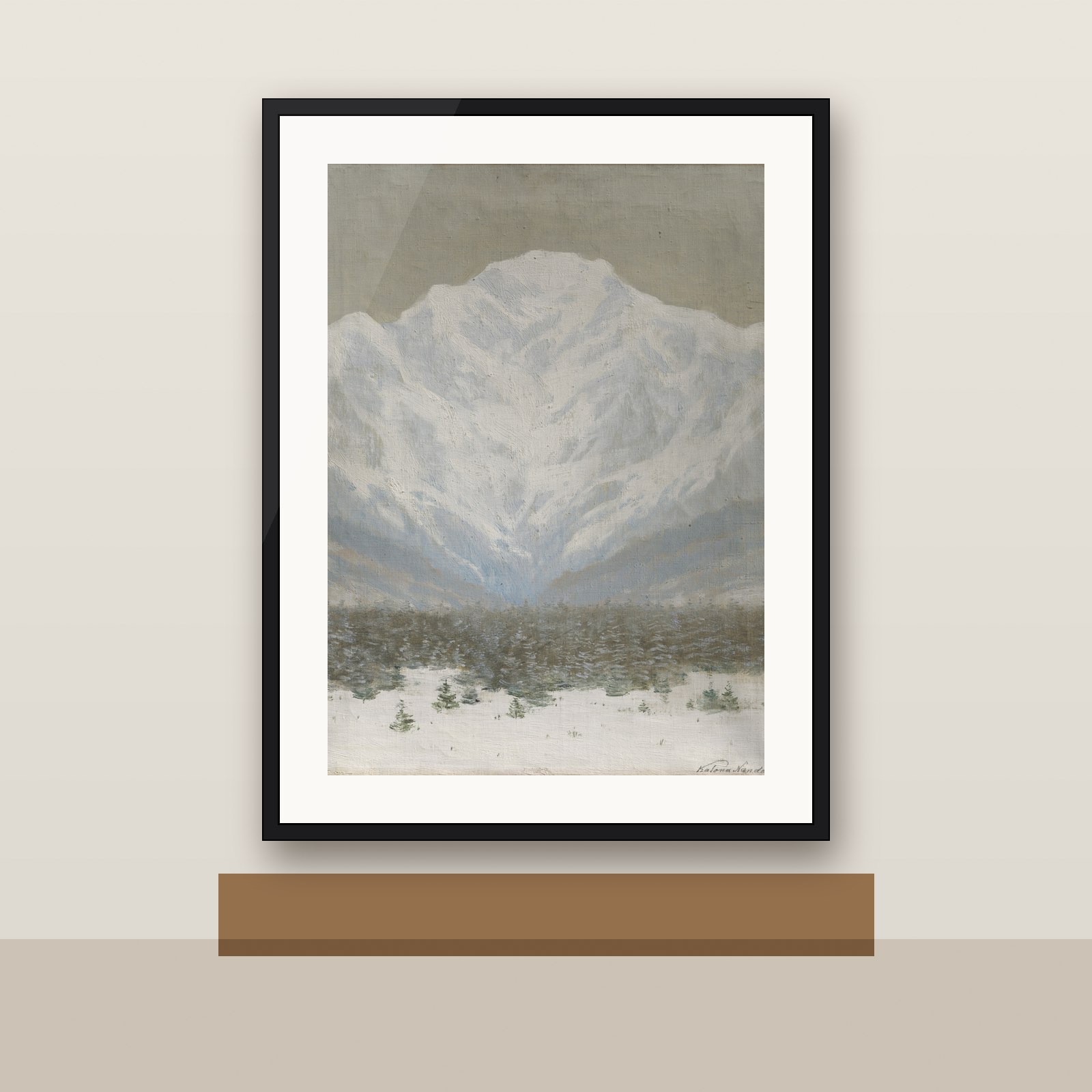 Plakat „Tatry Wysokie zimą – Ferdinand Katona” w ramie – wizualizacja na ścianie