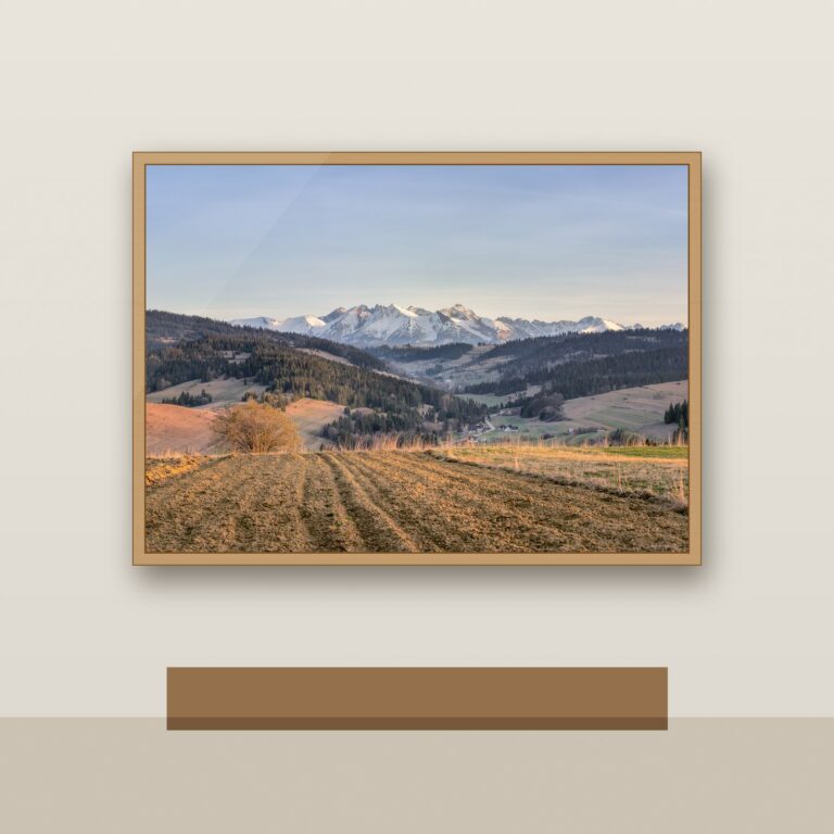 Plakat „Tatry z Polskiego Spiszu” w ramie – wizualizacja na ścianie